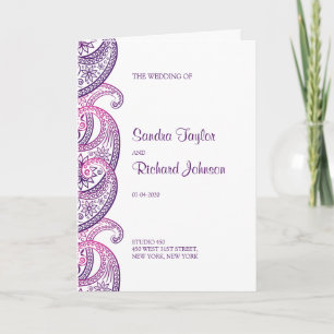 Purple & Pink Traditional Indian Paisley Wedding Programme