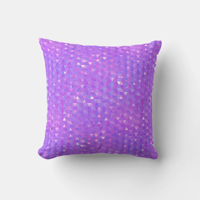 Purple Pink Trendy Triangles Geometric Pattern Cushion (Front)