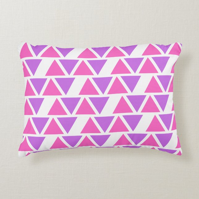 Purple Pink triangle Pattern Decorative Cushion (Front)