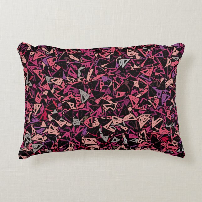 Purple Pink Triangle Pattern Decorative Cushion (Front)