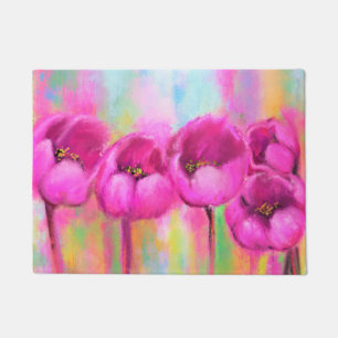 Purple Pink Tulips Doormat - Painting