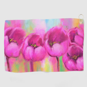 Purple Pink Tulips Golf Towel