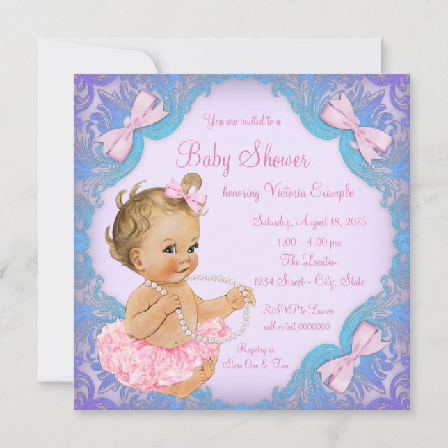 Purple Pink Tutu Girl Baby Shower Invitation (Front)