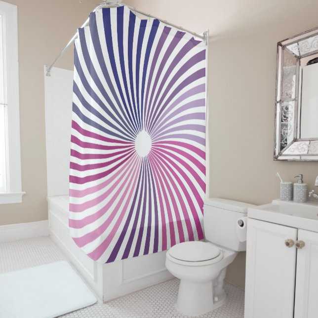 Purple Pink Twirl Shower Curtain (In Situ)