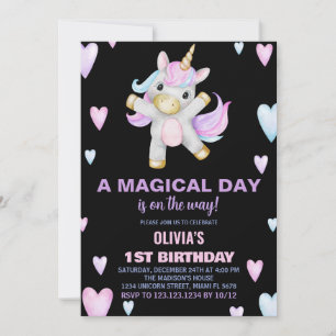 Purple Pink Unicorn Birthday Invitations