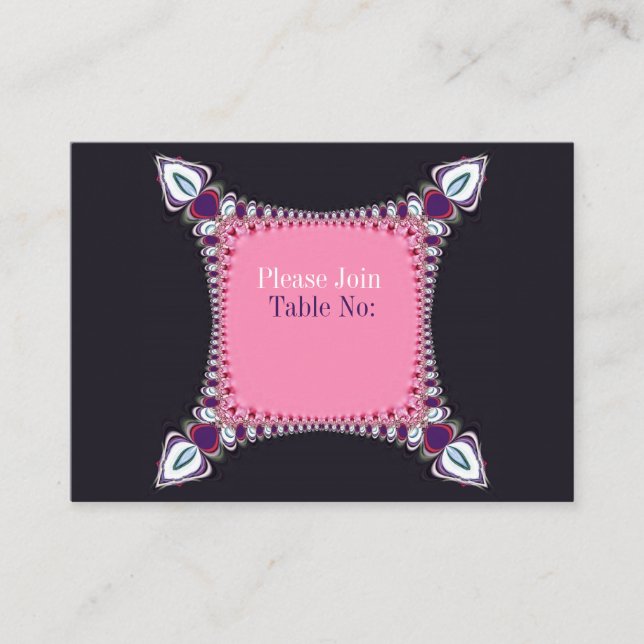 Purple Pink Unique Wedding Table Place Cards (Front)