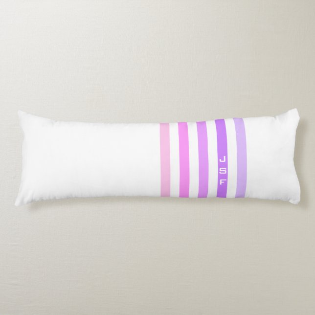 Purple & Pink Vertical Stripes Monogram Body Cushion (Front)