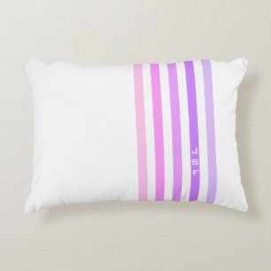 Purple & Pink Vertical Stripes Monogram Decorative Cushion