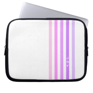 Purple & Pink Vertical Stripes Monogram Laptop Sleeve