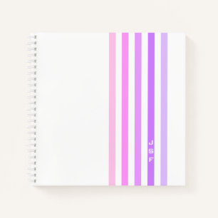 Purple & Pink Vertical Stripes Monogram Notebook