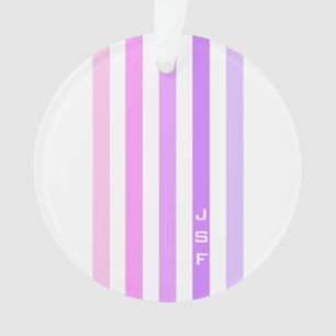 Purple & Pink Vertical Stripes Monogram Ornament