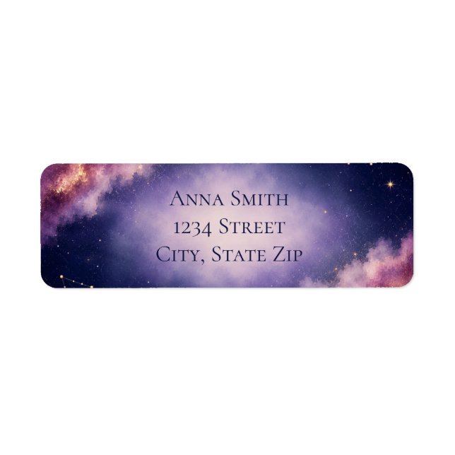 Purple Pink Watercolor Celestial Wedding Address (Front)