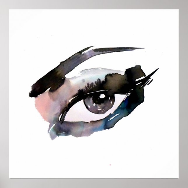 Purple Pink Watercolor eyes lashes makeup branding Poster (Front)