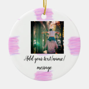 Purple pink watercolor father son dad add image te ceramic tree decoration