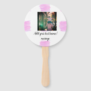 Purple pink watercolor father son dad add image te hand fan