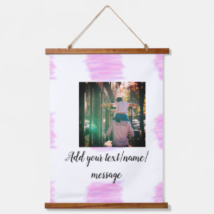 Purple pink watercolor father son dad add image te hanging tapestry