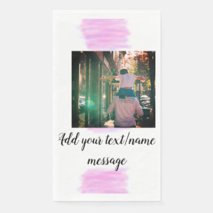 Purple pink watercolor father son dad add image te napkin