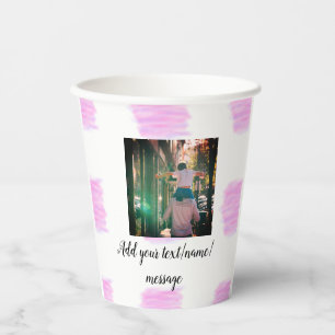 Purple pink watercolor father son dad add image te paper cups