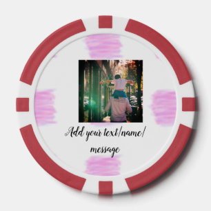 Purple pink watercolor father son dad add image te poker chips