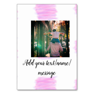 Purple pink watercolor father son dad add image te table number