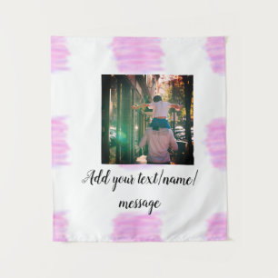 Purple pink watercolor father son dad add image te tapestry