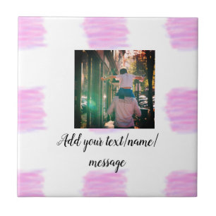 Purple pink watercolor father son dad add image te tile