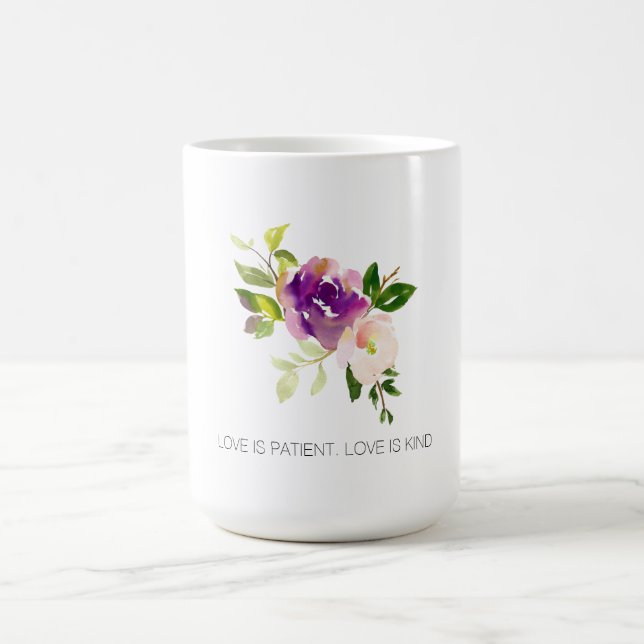 Purple Pink Watercolor Floral Coffee Mug (Center)