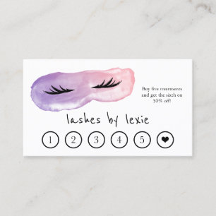 Purple &  Pink Watercolor Lash Artist Loyalty Business Card