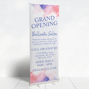 Purple Pink Watercolor Salon Grand Opening Retractable Banner