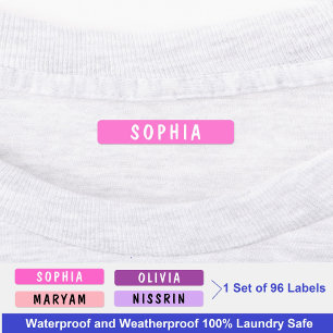 Purple Pink Waterproof Tags for Girls Name Cloth