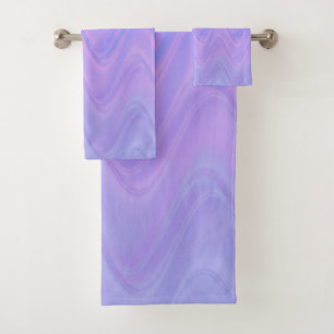 Purple Pink Wavy Lines Pattern Bath Towel Set