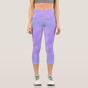 Purple Pink Wavy Lines Pattern Capri Leggings