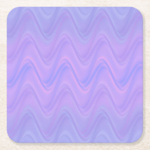 Purple Pink Wavy Lines Pattern Square Paper Coaster