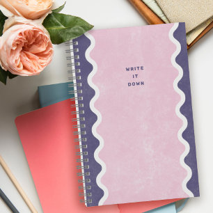 Purple Pink Wavy Lines Spiral Journal Notebook