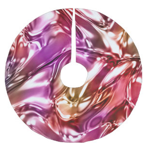 Purple Pink Wavy Metallic Look Brushed Polyester Tree Skirt