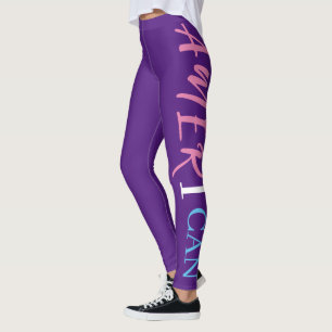 Purple Pink White Blue Black Woman African America Leggings