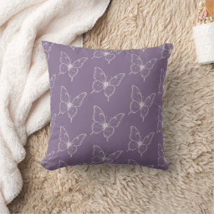 Purple Pink White Butterflies Cushion