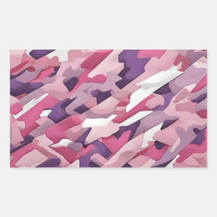purple pink white camoflage rectangular sticker