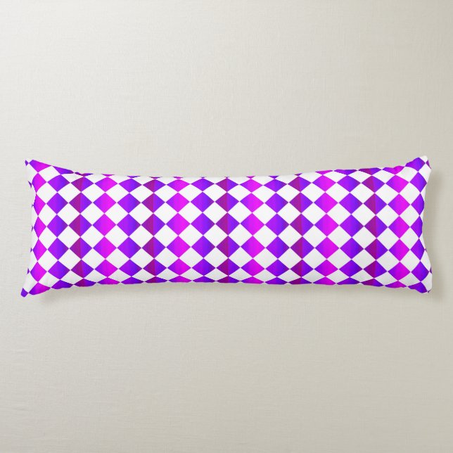 Purple Pink White Chequered Diamond Pattern Body Cushion (Front)