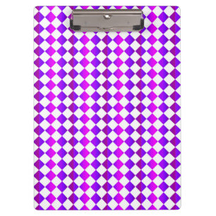 Purple Pink White Chequered Diamond Pattern Clipboard