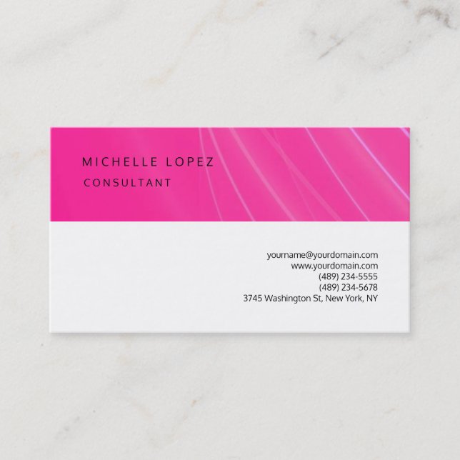 Purple Pink White Elegant Plain Professional Business Card (Front)