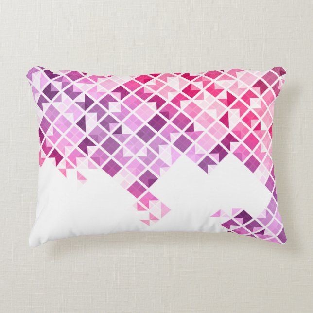 Purple, Pink & White Geometric Pattern Decorative Cushion (Front)