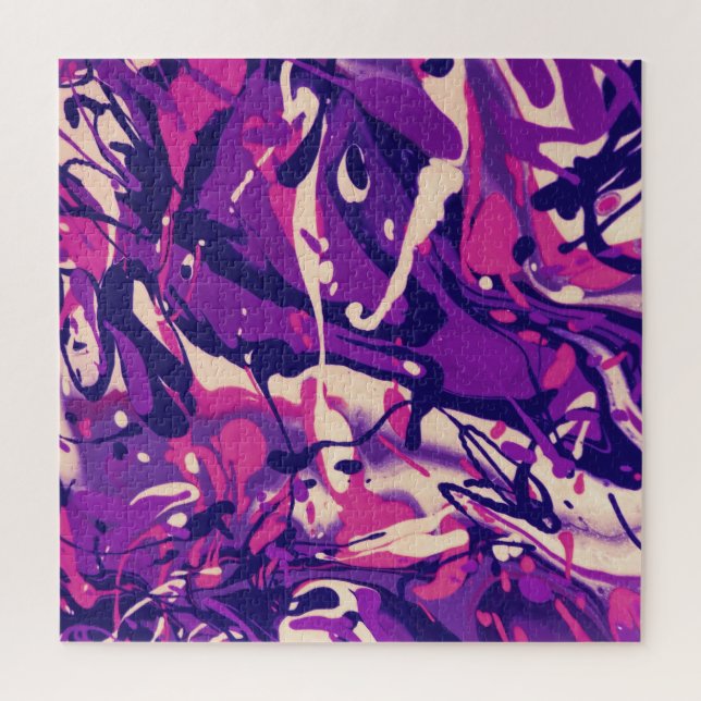 Purple, Pink & White Paint Swirl Pattern Jigsaw Puzzle (Vertical)