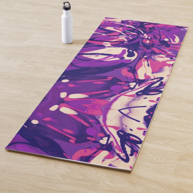 Purple, Pink & White Paint Swirl Pattern Yoga Mat (In Situ)