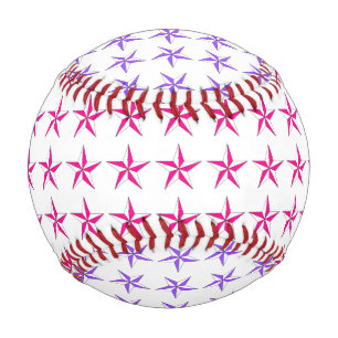 Purple Pink White Stars Baseball