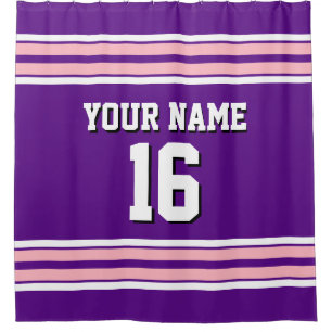 Purple Pink White Stripes Sports Jersey Shower Curtain