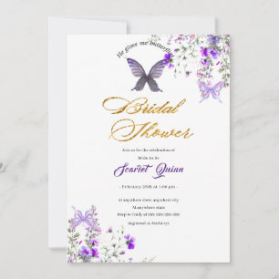Purple-pink wild floral watercolor bridal shower invitation