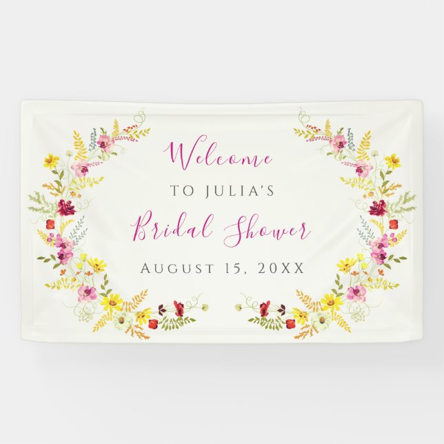 Purple Pink Wild Orchid Flowers Bridal Shower Banner (Horizontal)