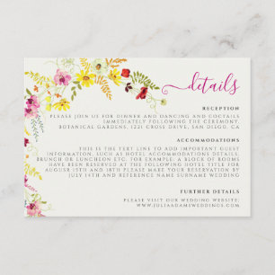 Purple Pink Wild Orchid Flowers Wreath Wedding Enclosure Card