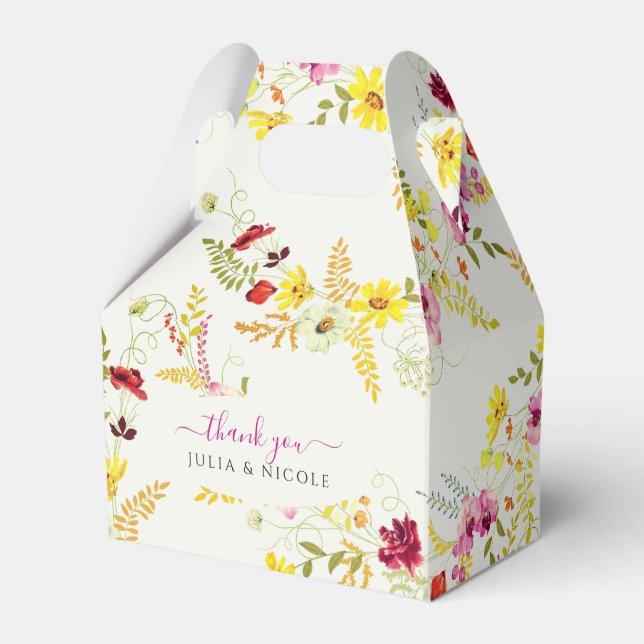 Purple Pink Wild Orchid Flowers Wreath Wedding Favour Box (Front Side)